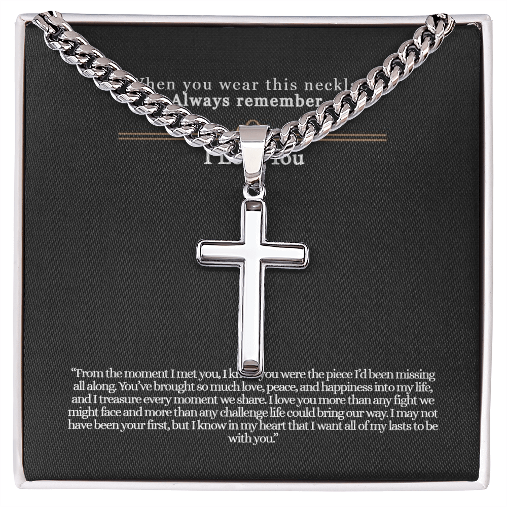 Cuban Link Chain with Engraved Artisan Cross