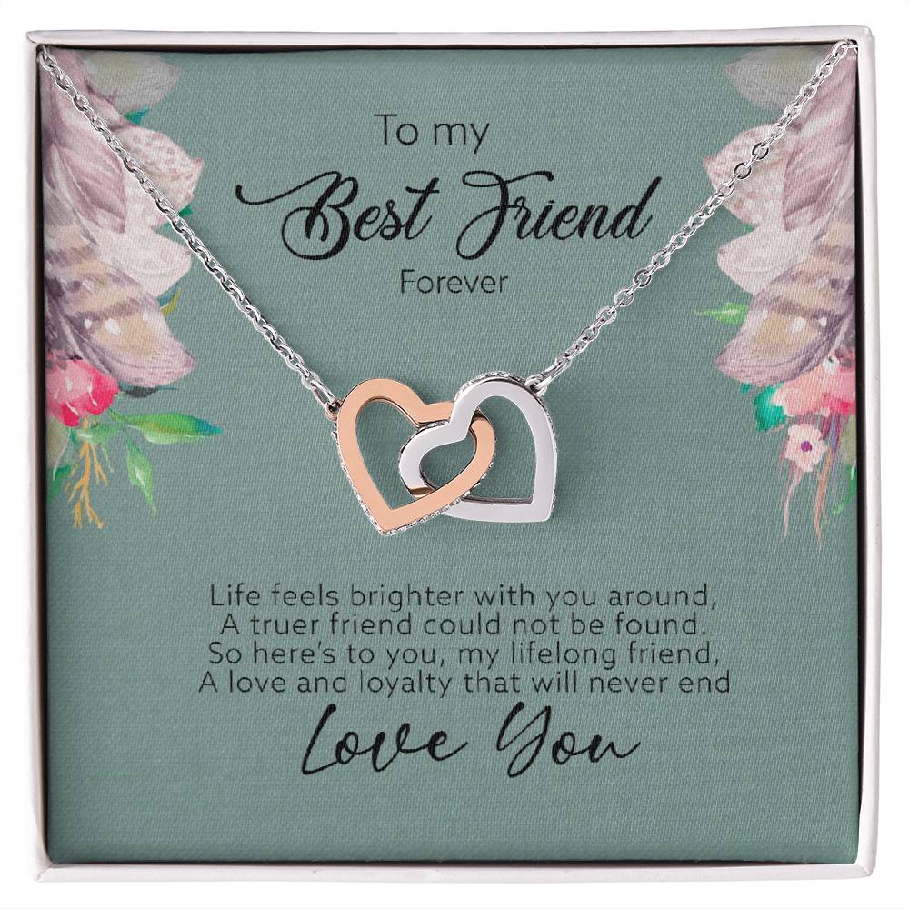 This Interlocking Hearts necklace, for my BFF